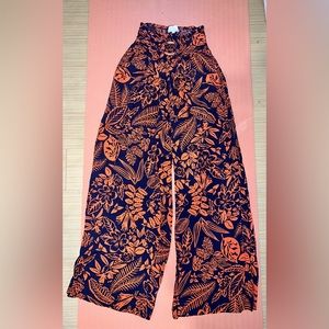 Anthropologie Navy and Orange Floral Swim Coverup Pants